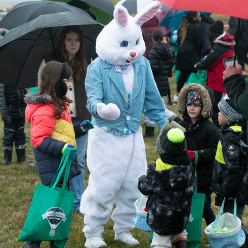 Easter Bunny and children at the WFCU Easter Egg Drop